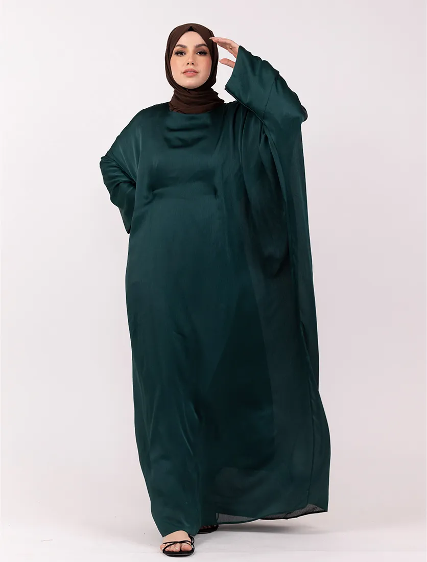 Green Chiffon Satin Batwing 